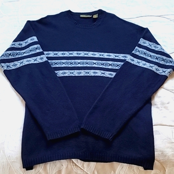 Timberland Lambswool Angora Men's Sweater Blue Nordic Fair Isle Pullover Vinta… - Picture 1 of 15